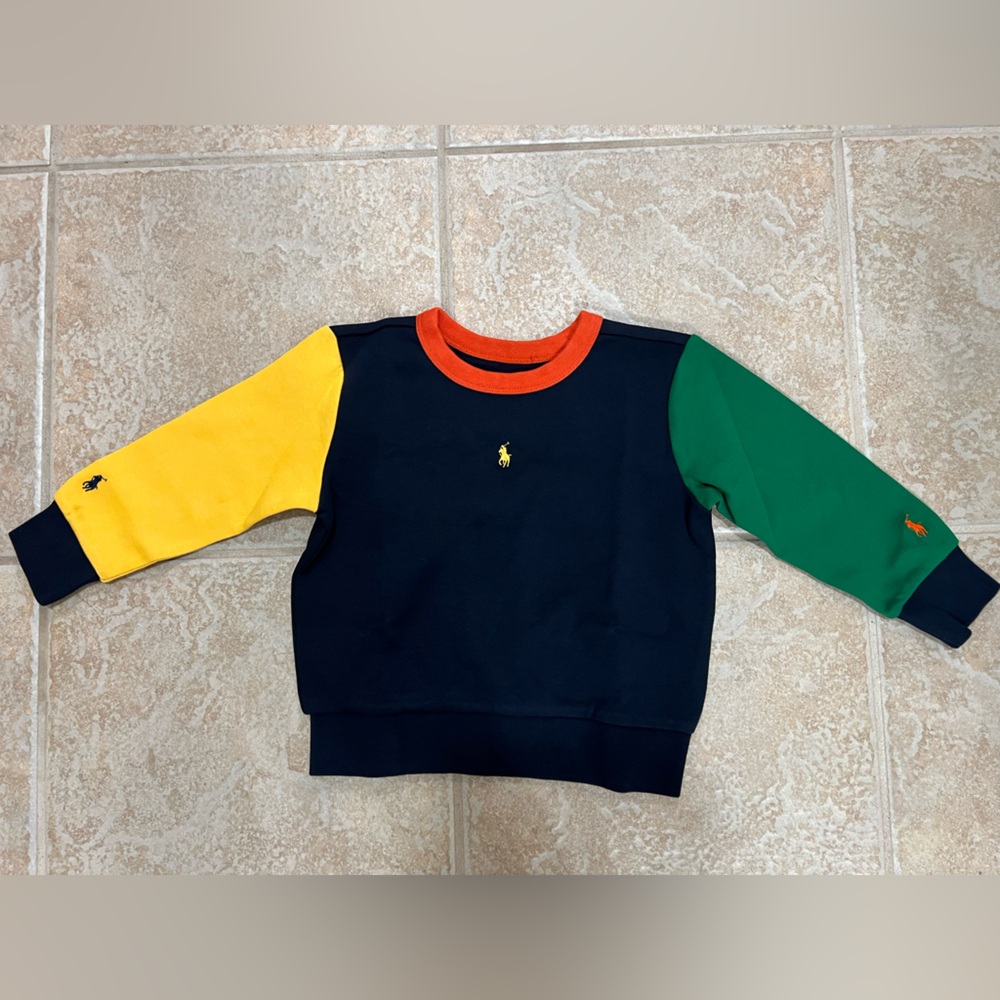 Polo by Ralph Lauren Navy and Orange Collar Swestshirt